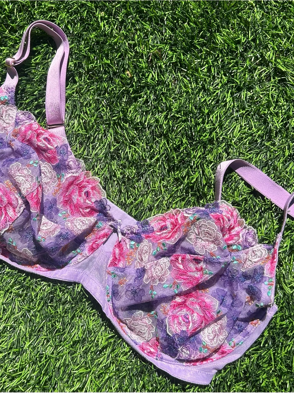 Victoria Secret lace mesh floral pastel bra